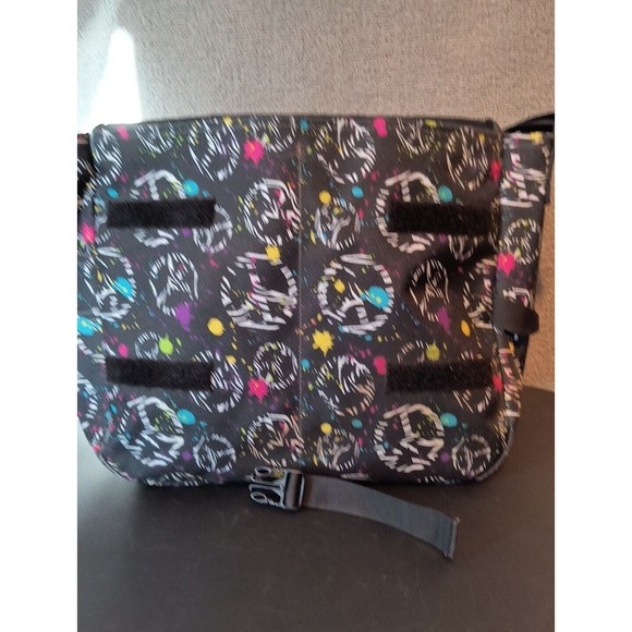 Yak Pak Crossbody Messenger Bag Peace Signs Multicolored Waterproof Canvas - Picture 8 of 9